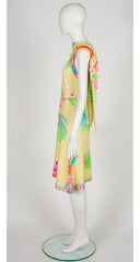 2001 S/S Floral Yellow Silk Jersey Asymmetrical Dress