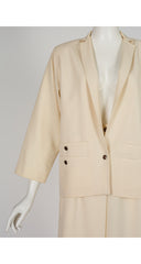 1980s Cream Wool Gabardine Skirt Suit