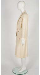 1980s Cream Wool Gabardine Skirt Suit