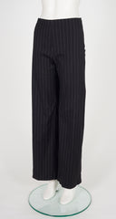 1990s Pinstripe Black Cotton Zip-Up Pant Suit
