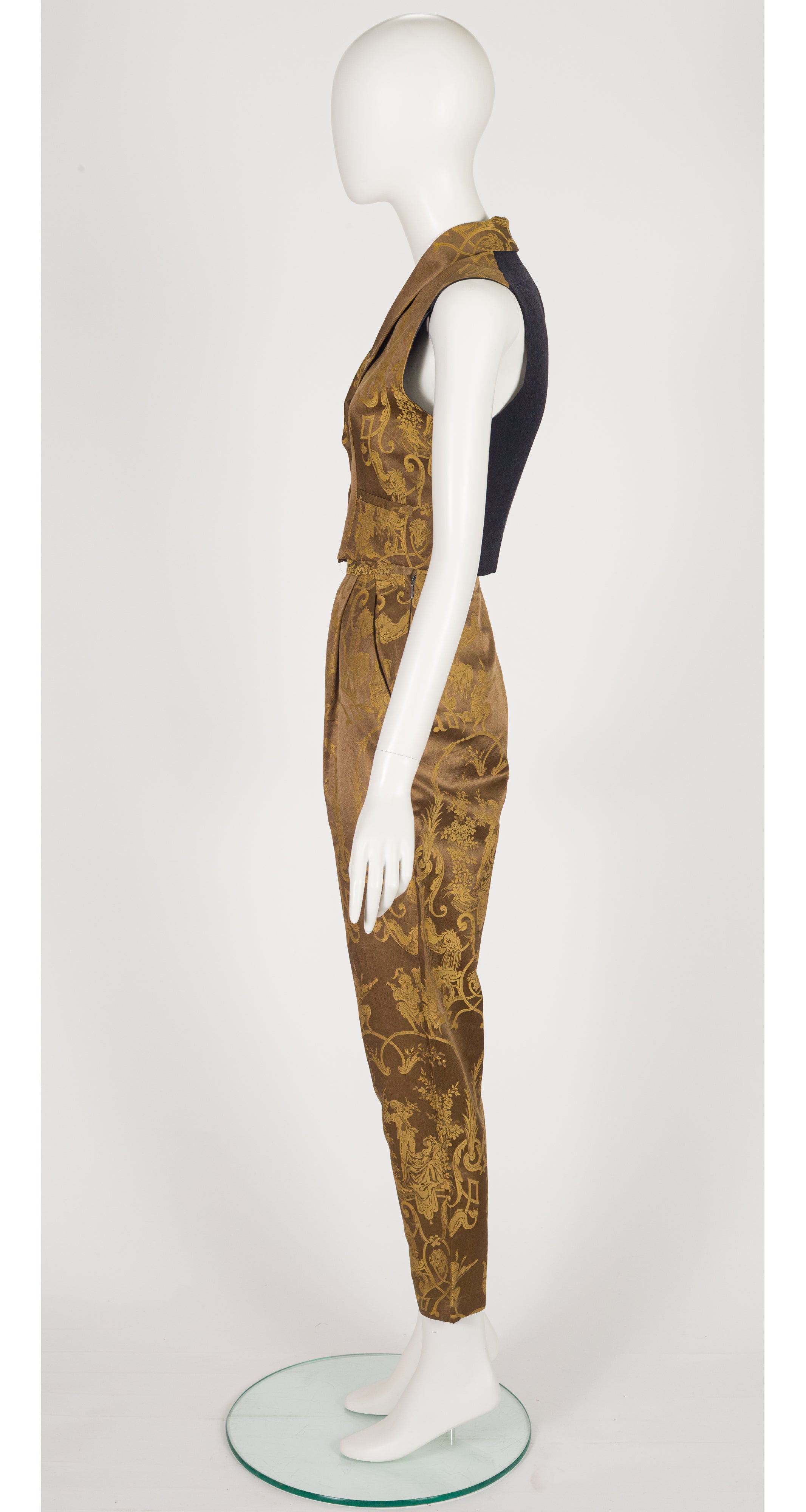 1989 Baroque Print Silk Jacquard Vest & Trouser Set