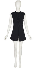 1990s Black Crepe Sleeveless Tunic Top