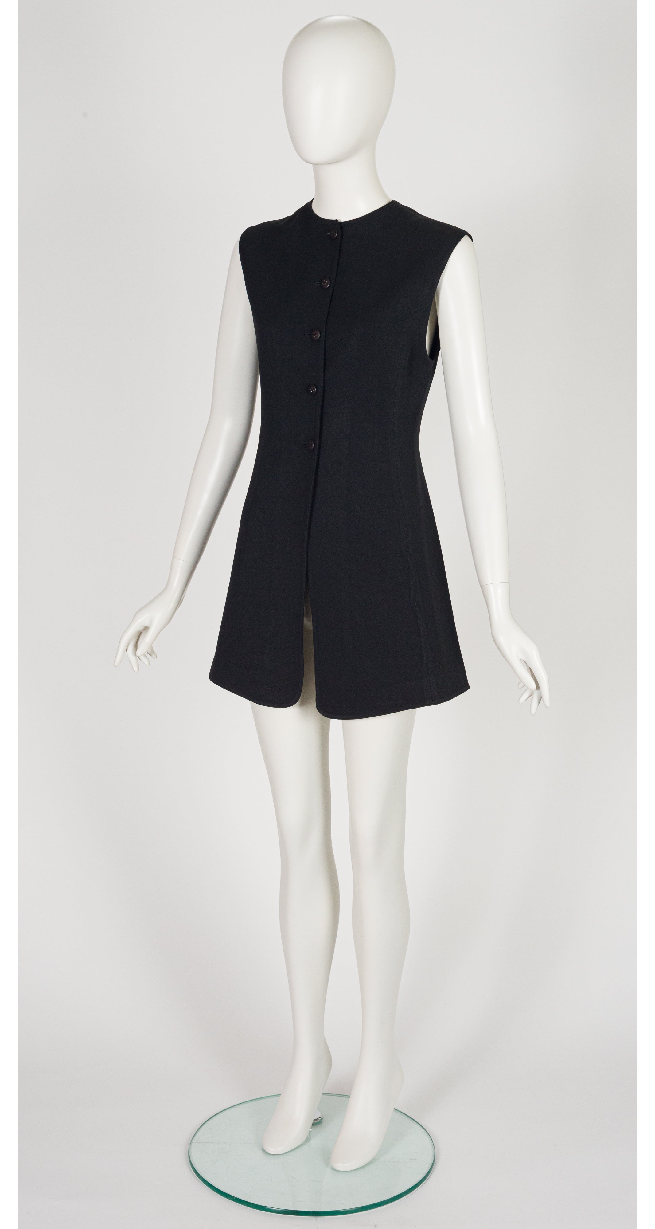 1990s Black Crepe Sleeveless Tunic Top