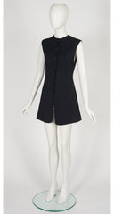 1990s Black Crepe Sleeveless Tunic Top