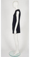 1990s Black Crepe Sleeveless Tunic Top