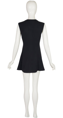 1990s Black Crepe Sleeveless Tunic Top