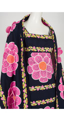 1970s Pink 3D Flower Cotton Maxi Dress & Shawl Set