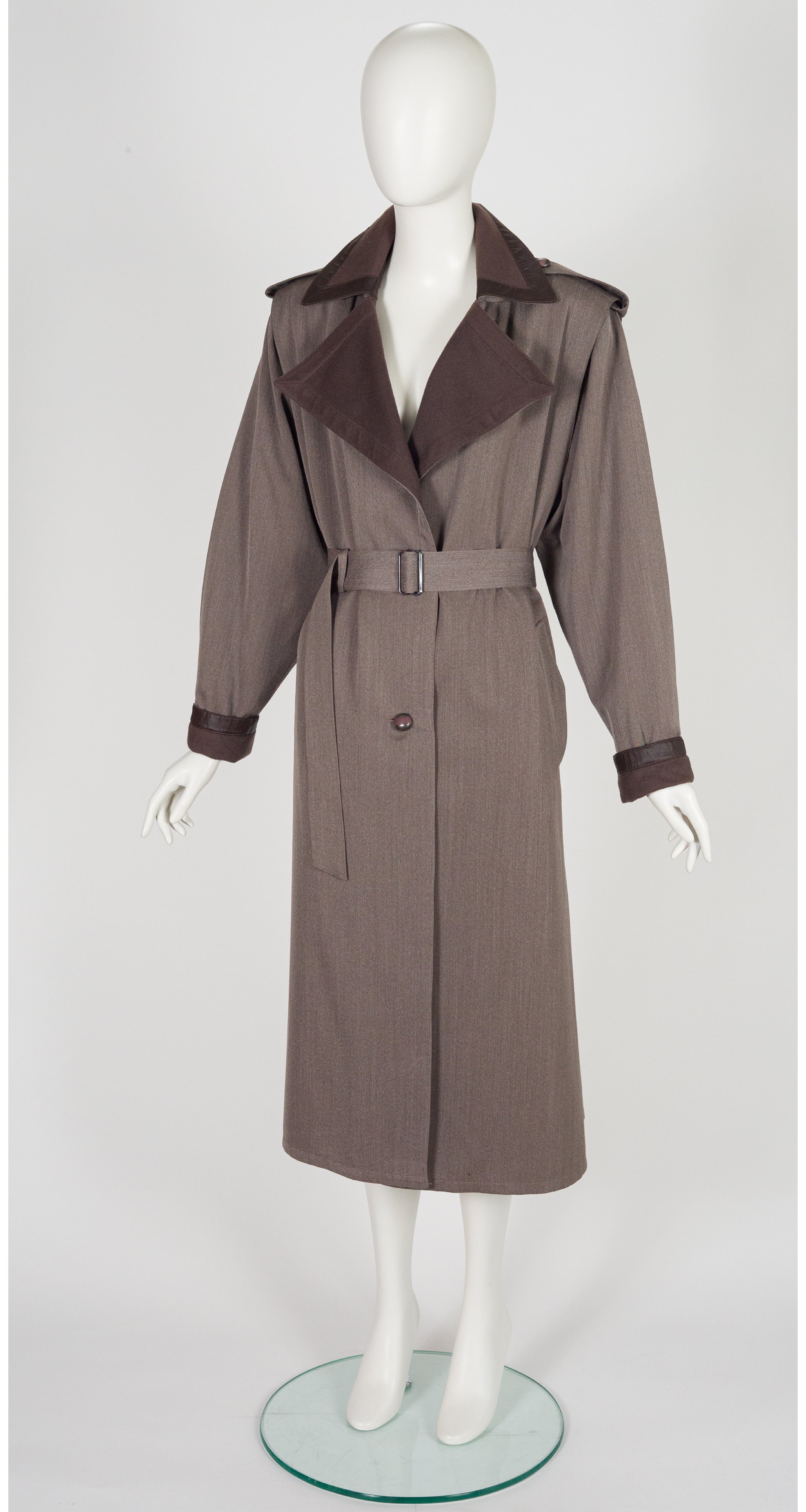 1980s Taupe Wool & Cashmere Trench Coat