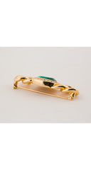 1980s Emerald Pave Gold-Tone Chain Link Brooch