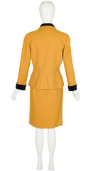 1989-90 F/W Mustard Wool & Black Velvet Skirt Suit