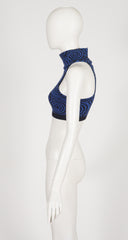 1986 S/S Op Art Cotton Knit High Neck Crop Top