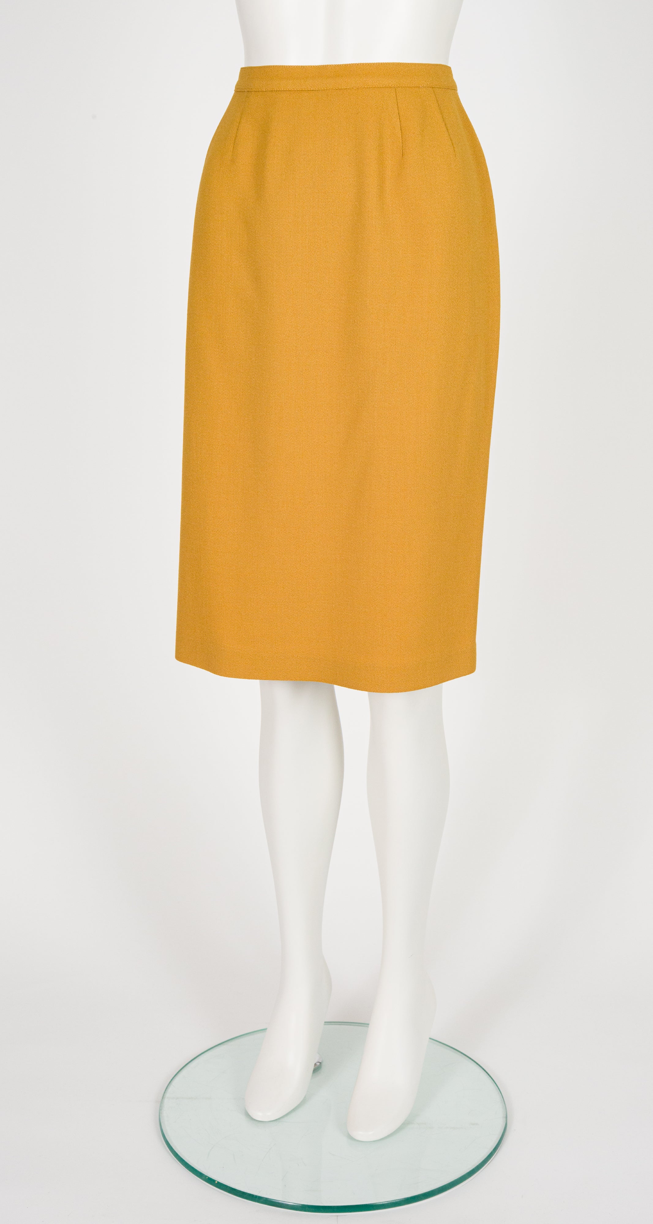 1989-90 F/W Mustard Wool & Black Velvet Skirt Suit