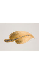 1980s Rhinestone Gold-Tone Figural Leaf Brooch