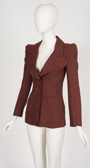 1974 Brown Linen Rounded Lapel Jacket