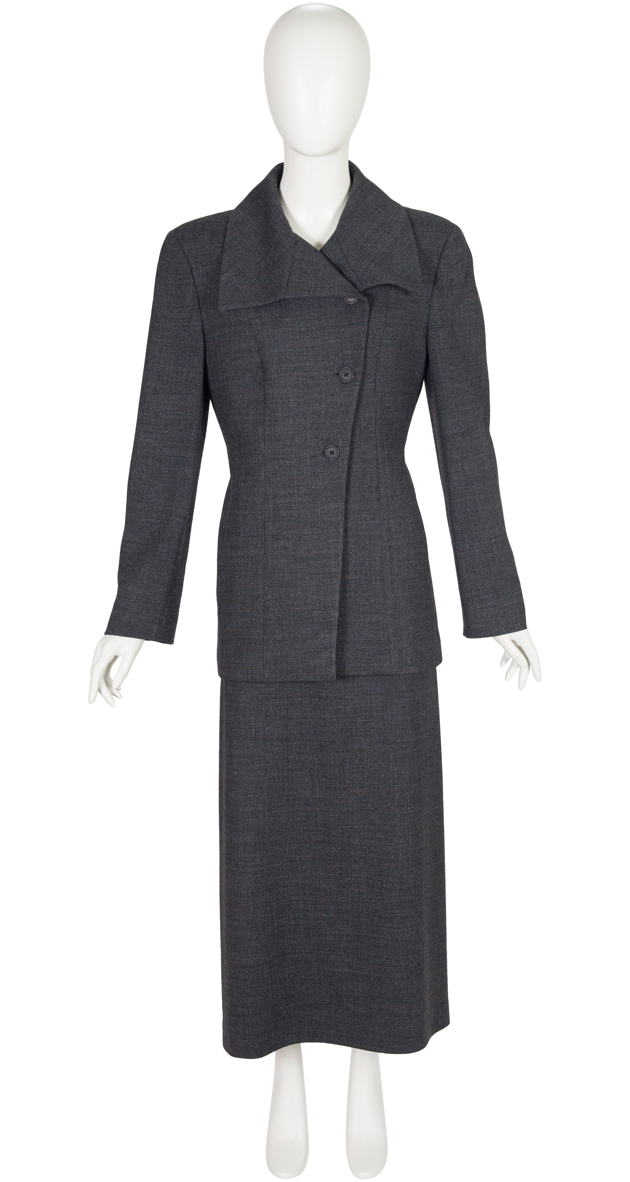 1997-98 F/W Gray Wool Asymmetrical Maxi Skirt Suit