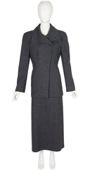 1997-98 F/W Gray Wool Asymmetrical Maxi Skirt Suit