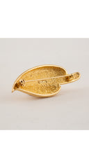 1980s Rhinestone Gold-Tone Figural Leaf Brooch