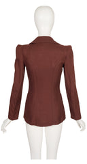 1974 Brown Linen Rounded Lapel Jacket