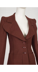 1974 Brown Linen Rounded Lapel Jacket
