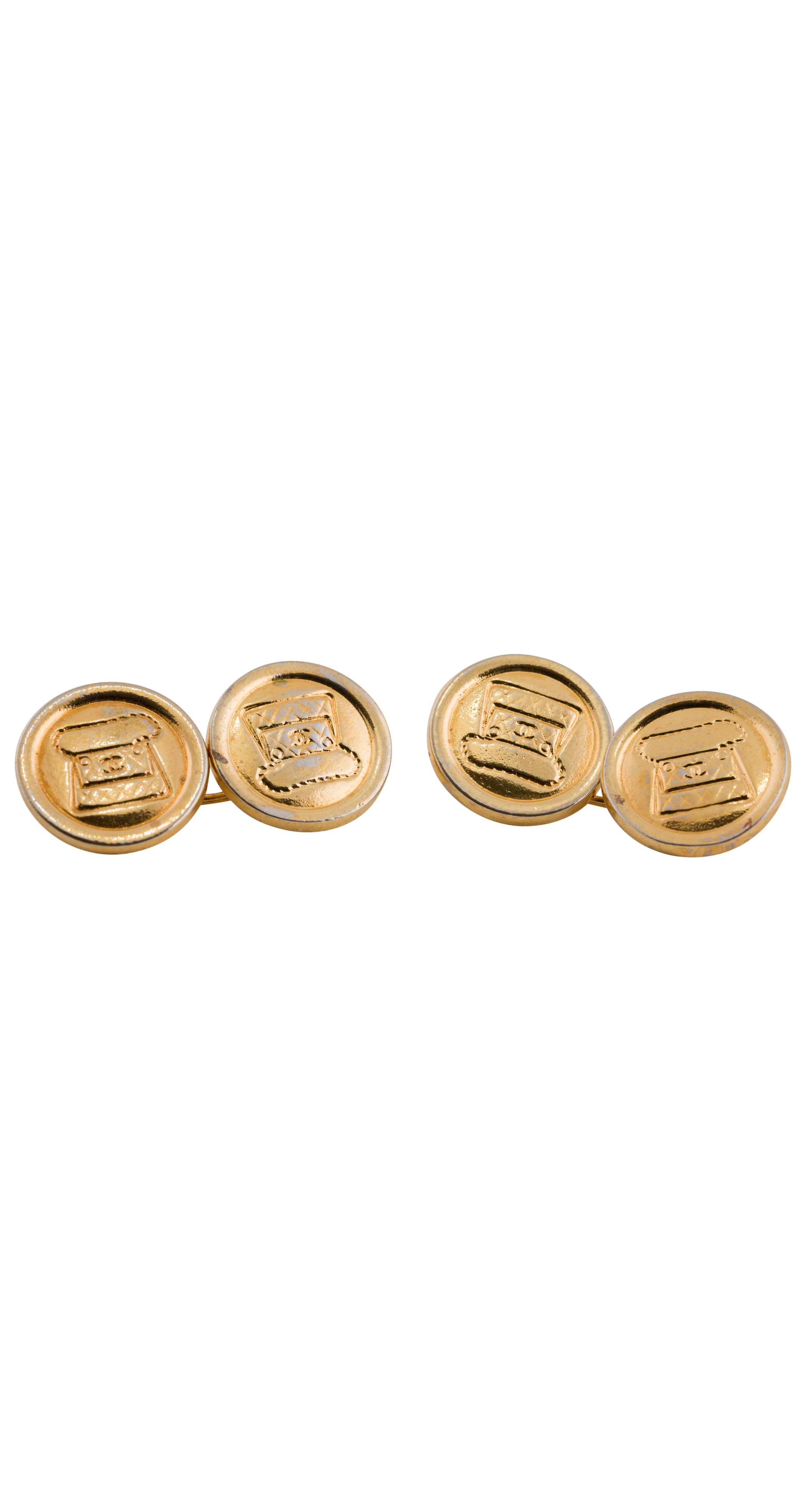 1980s "CC" Flap Bag Gold-Plated Cufflinks
