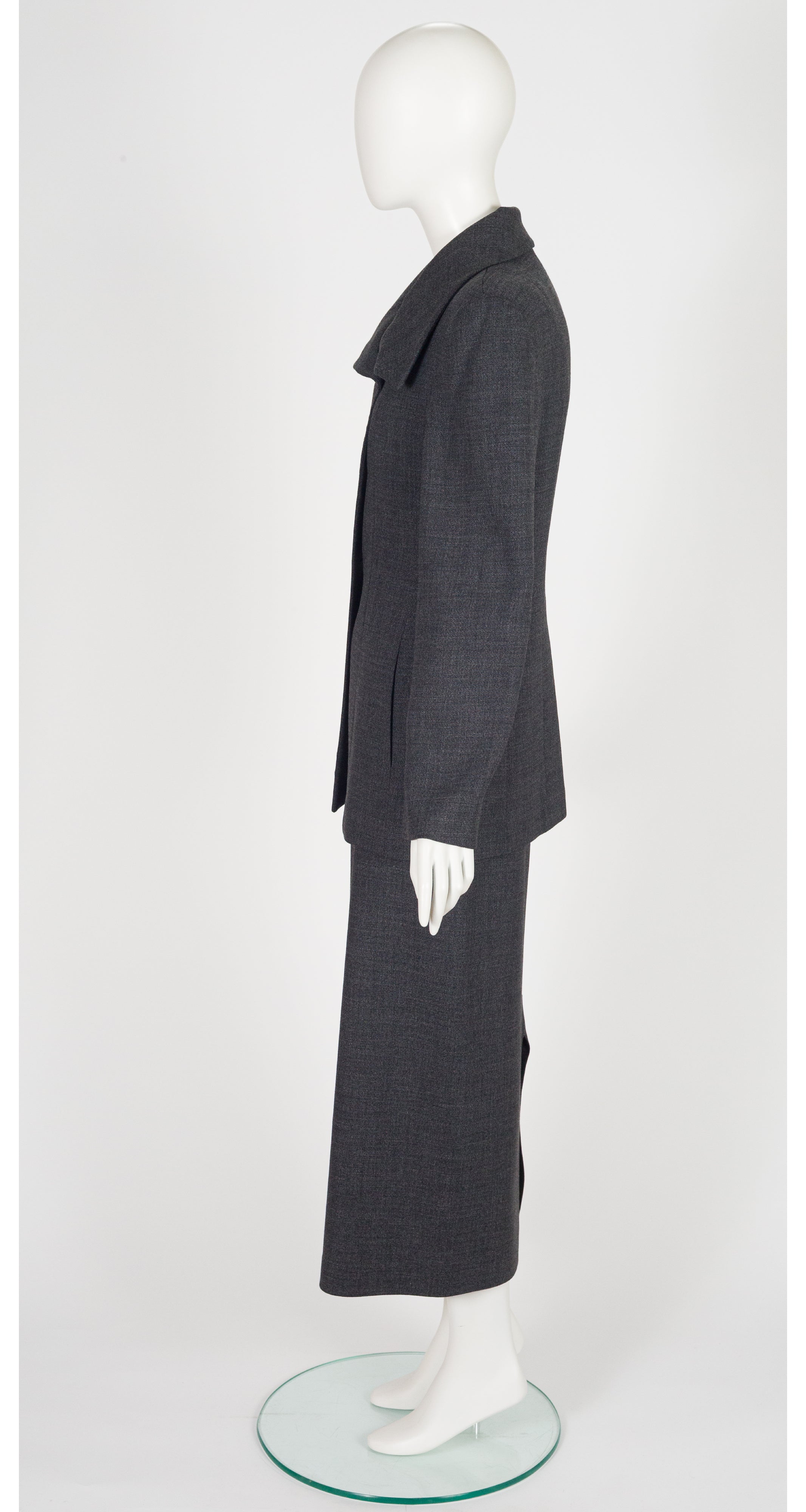 1997-98 F/W Gray Wool Asymmetrical Maxi Skirt Suit