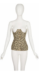 1989 S/S Leopard Print Denim Cotton Underbust Corset Top