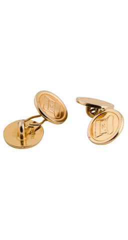 1980s "CC" Flap Bag Gold-Plated Cufflinks