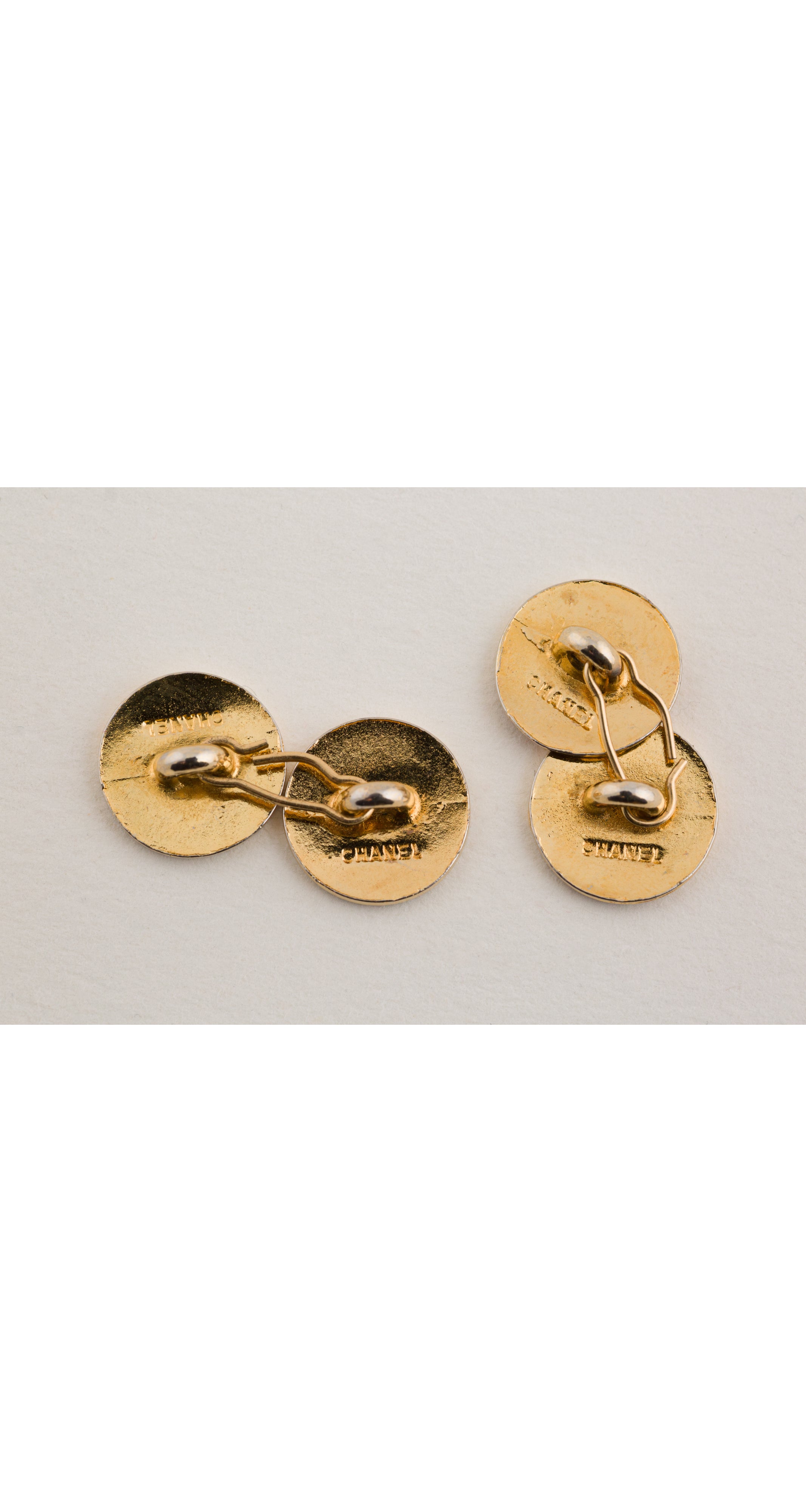 1980s "CC" Flap Bag Gold-Plated Cufflinks