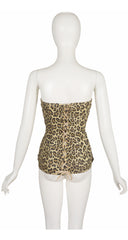 1989 S/S Leopard Print Denim Cotton Underbust Corset Top