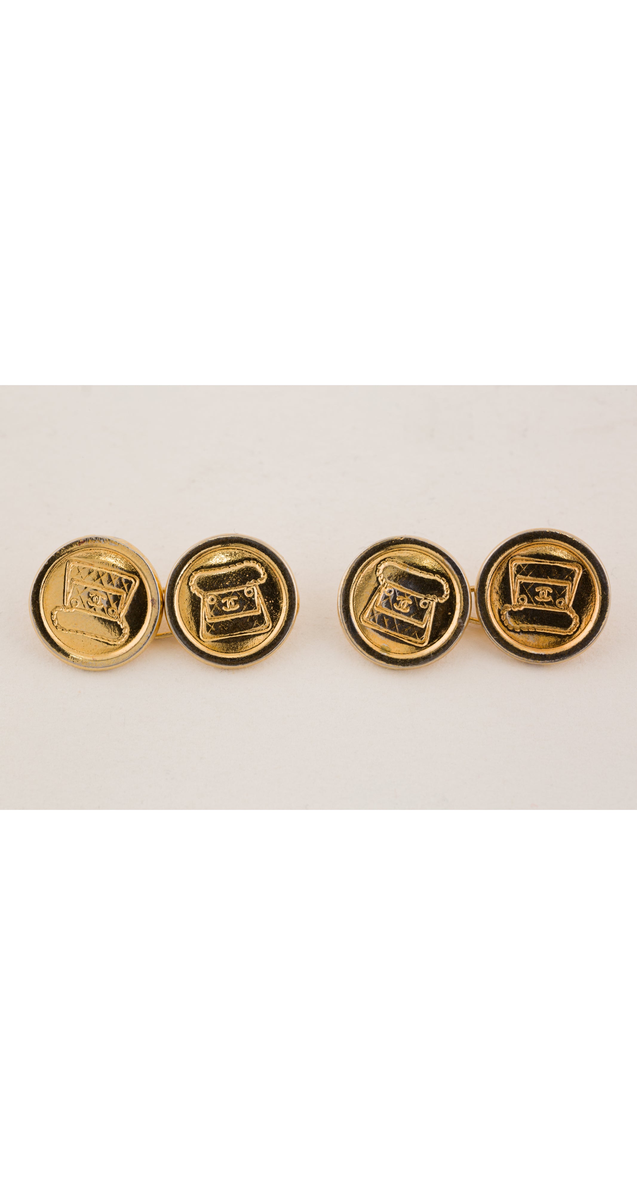 1980s "CC" Flap Bag Gold-Plated Cufflinks