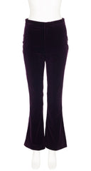 2000s Dark Purple Cotton Velvet Flared Trousers