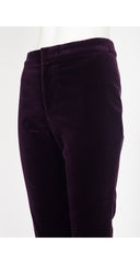 2000s Dark Purple Cotton Velvet Flared Trousers