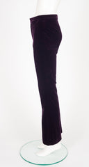 2000s Dark Purple Cotton Velvet Flared Trousers