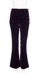 2000s Dark Purple Cotton Velvet Flared Trousers