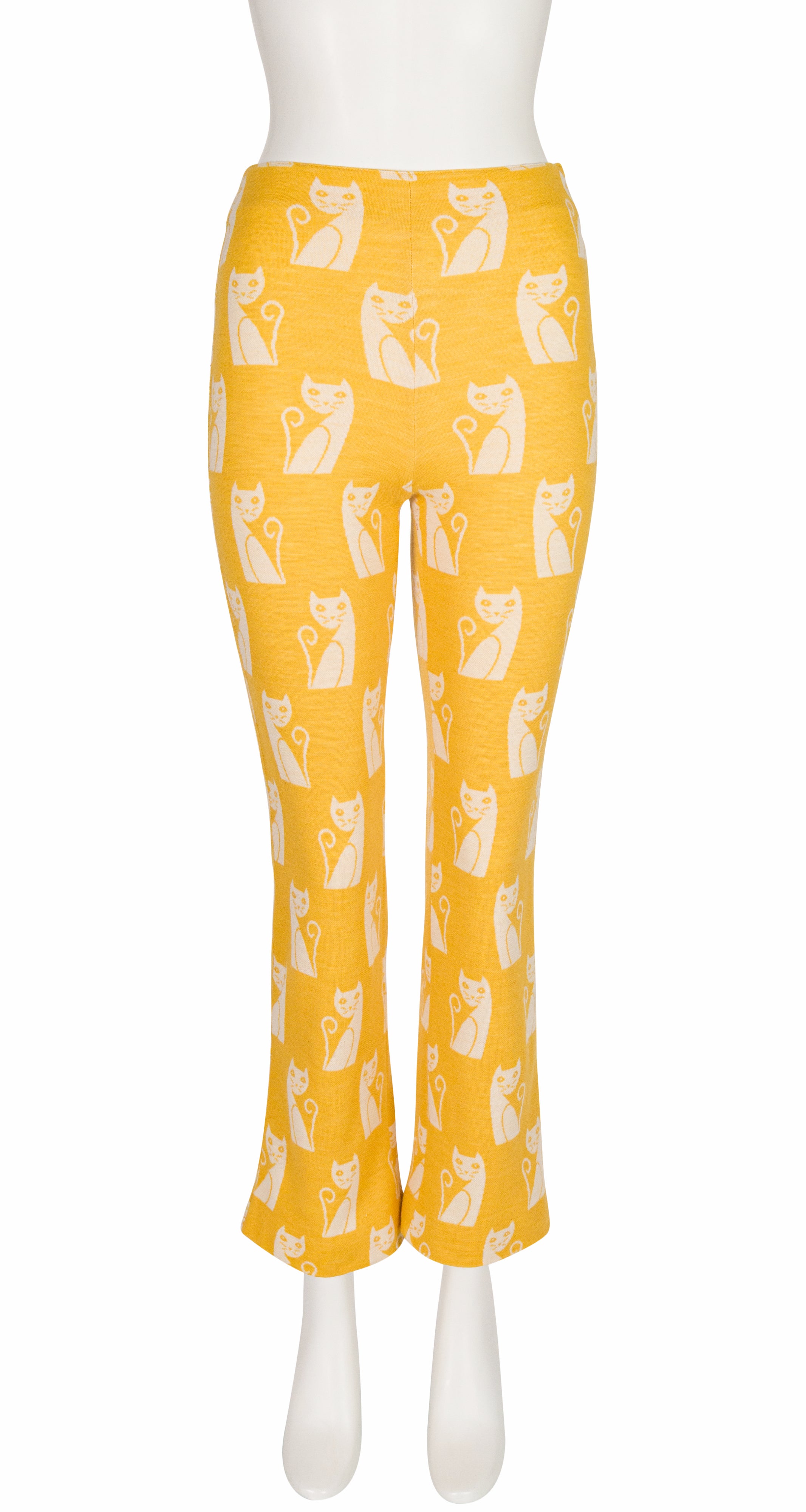 2017-18 F/W Intarsia Cat Print Yellow Wool Jersey Pants