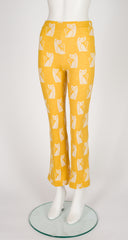2017-18 F/W Intarsia Cat Print Yellow Wool Jersey Pants