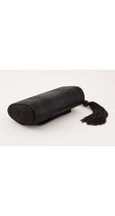 1980s Faux Jade Black Suede Tassel Evening Bag