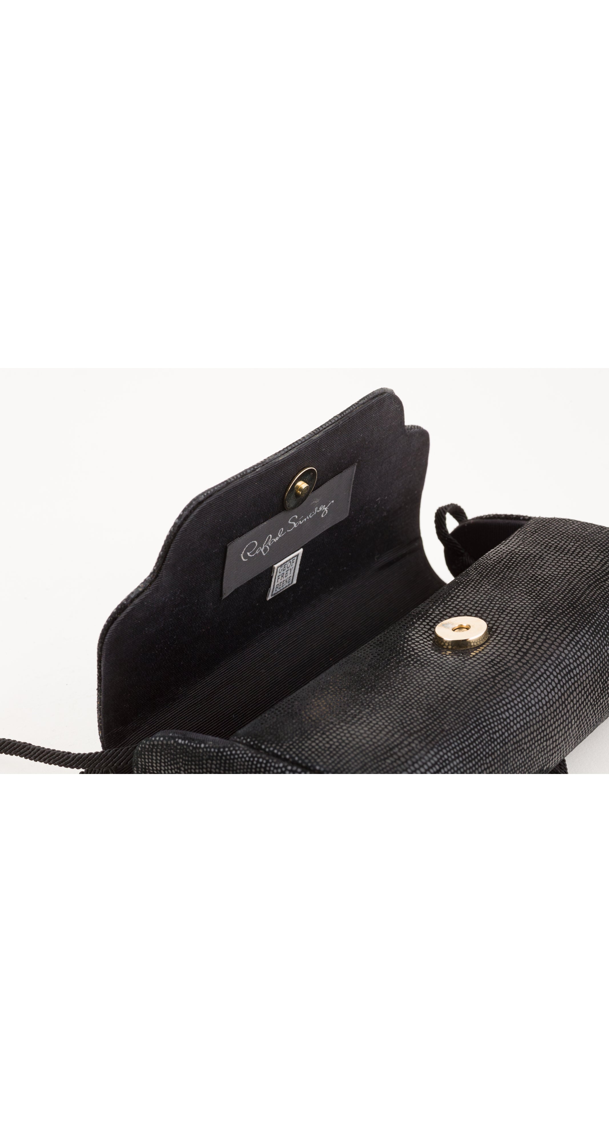 1980s Faux Jade Black Suede Tassel Evening Bag