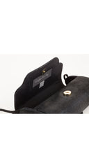 1980s Faux Jade Black Suede Tassel Evening Bag