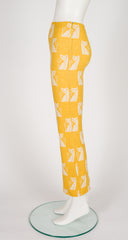 2017-18 F/W Intarsia Cat Print Yellow Wool Jersey Pants
