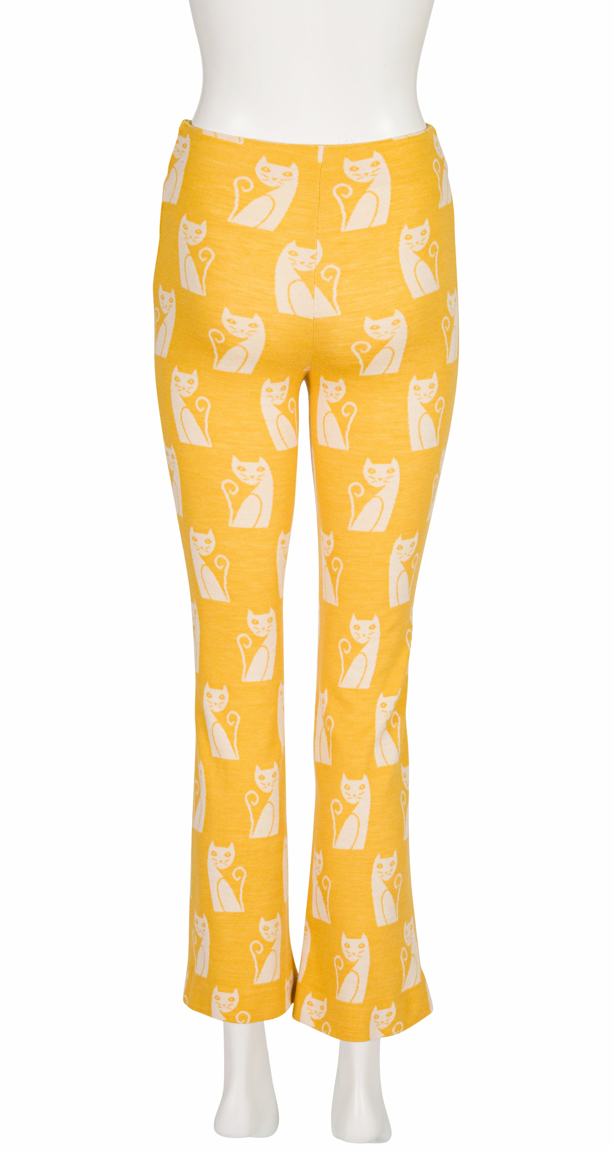 2017-18 F/W Intarsia Cat Print Yellow Wool Jersey Pants
