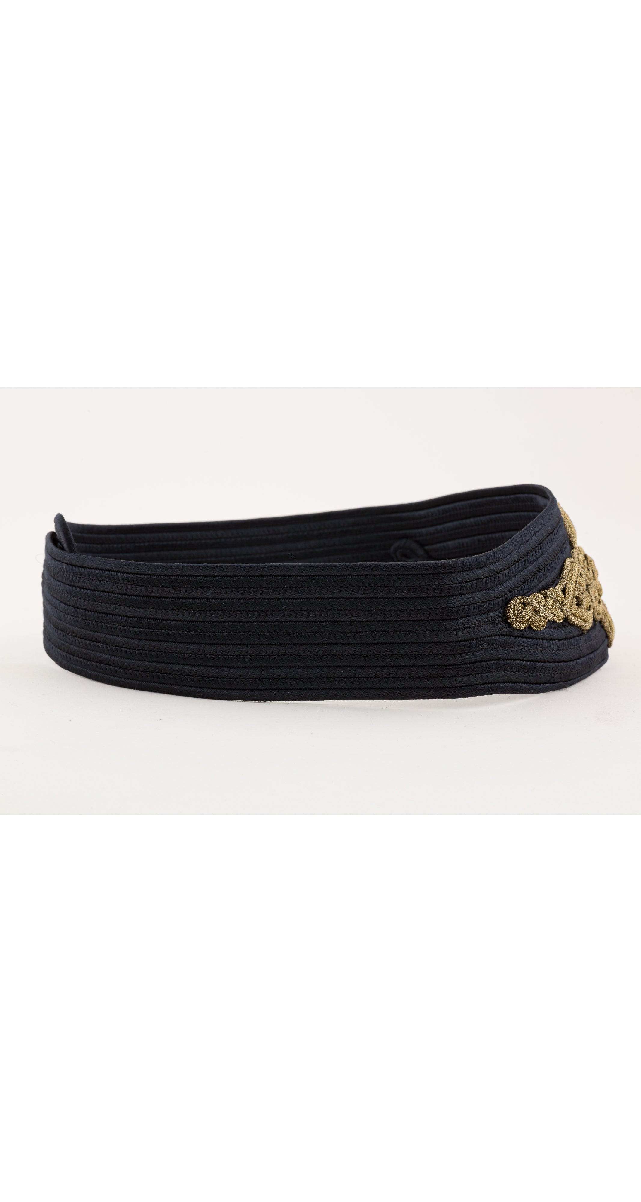 1990s Gold Soutache & Black Silk Passementerie Belt