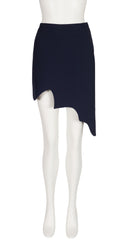 1990s Navy Asymmetrical Jagged Hem Mini Skirt