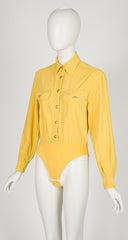 1993 Yellow Denim Cotton Logo Snap Bodysuit
