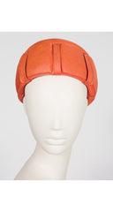 1960s Orange Straw Sculptural Pillbox Hat