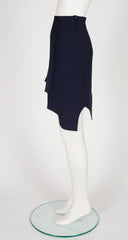 1990s Navy Asymmetrical Jagged Hem Mini Skirt