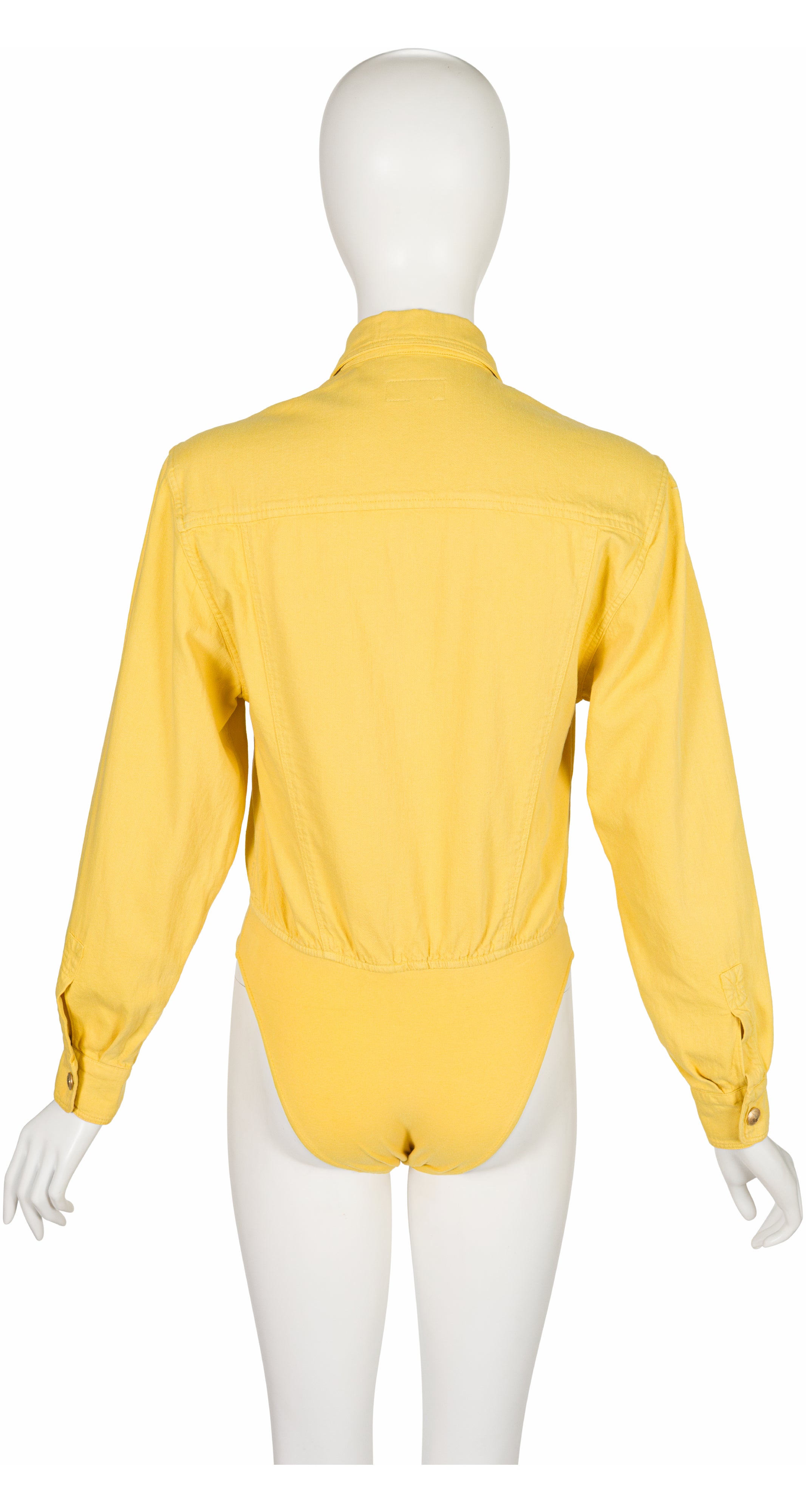1993 Yellow Denim Cotton Logo Snap Bodysuit