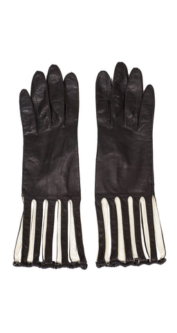 1950s Black Leather Cut-Out Cage Gloves