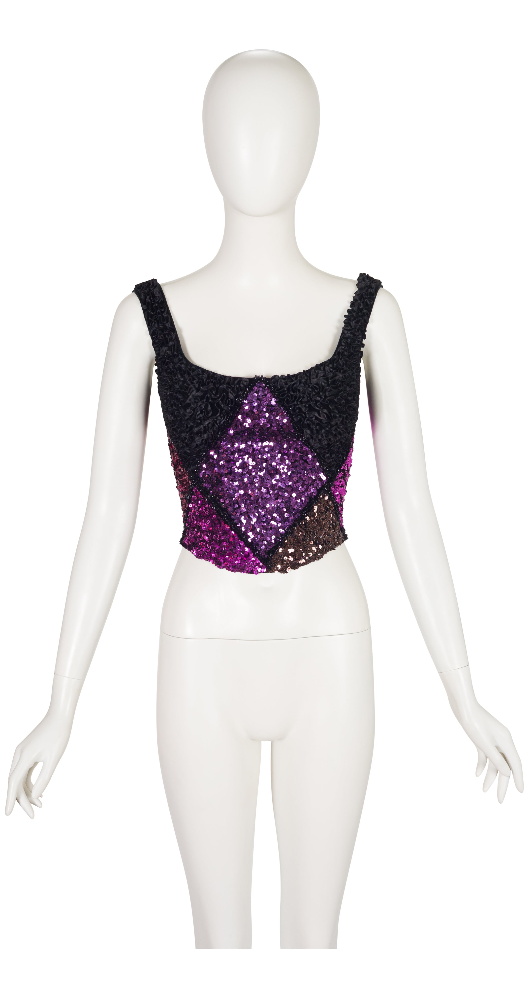 1992-93 F/W Harlequin Sequin & Ribbon Bustier Top