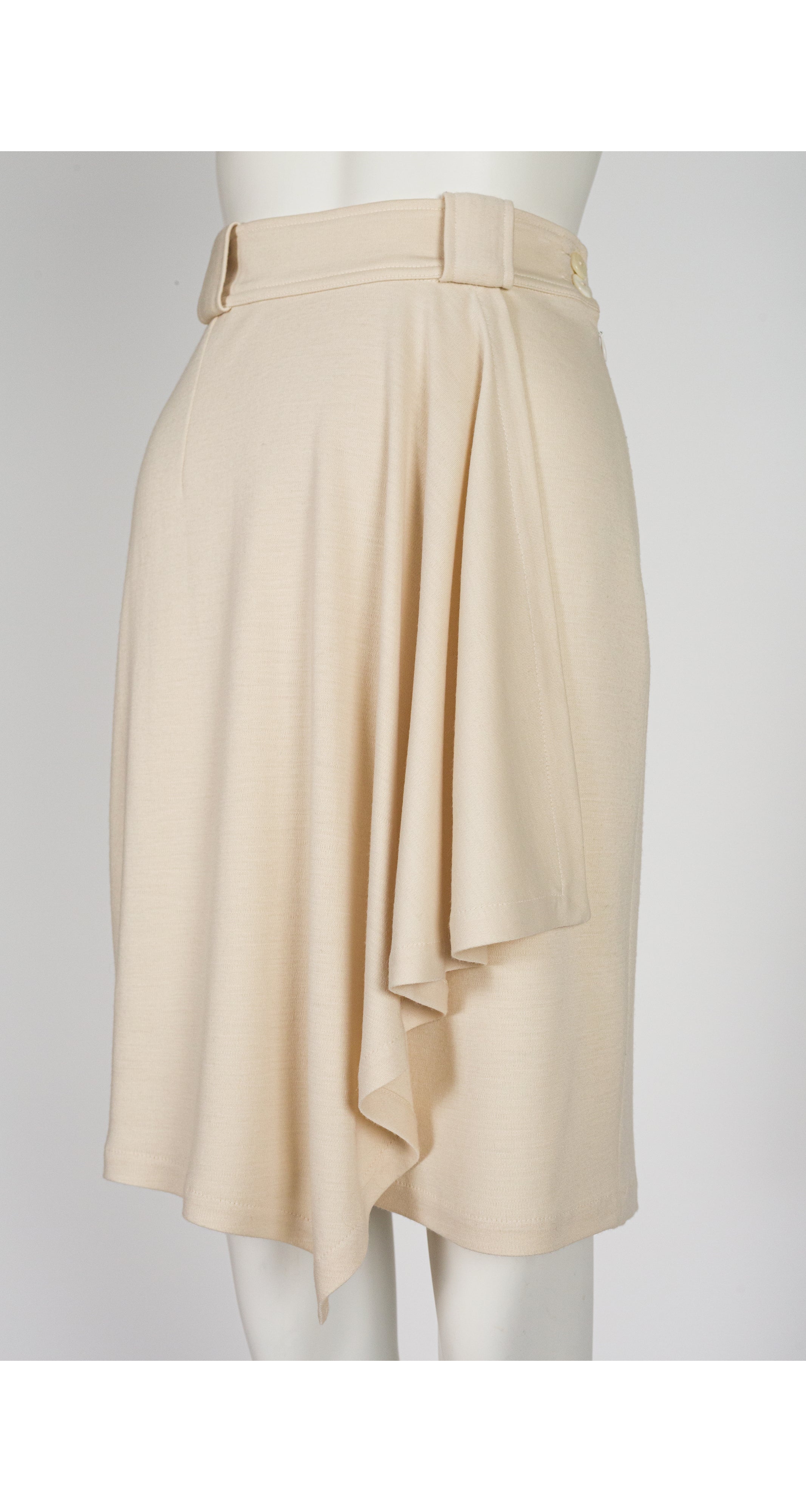 1989-90 F/W Ecru Wool Jersey Draped Skirt